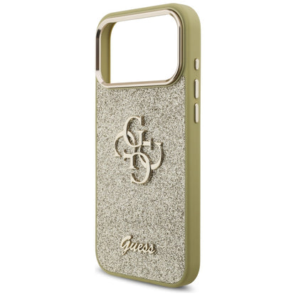 Θήκη για Apple iPhone 17 Pro Max, Guess, Fixed Glitter Big 4G Metal Frame, Χρυσή