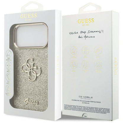 Θήκη για Apple iPhone 17 Pro Max, Guess, Fixed Glitter Big 4G Metal Frame, Χρυσή