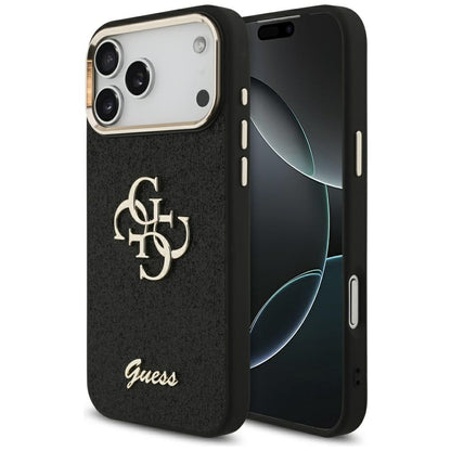 Θήκη για Apple iPhone 17 Pro Max, Guess, Fixed Glitter Big 4G Metal Frame, Μαύρη