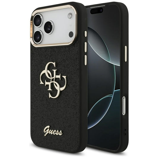 Θήκη για Apple iPhone 17 Pro Max, Guess, Fixed Glitter Big 4G Metal Frame, Μαύρη