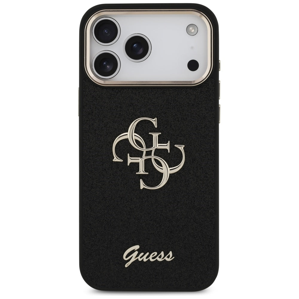 Θήκη για Apple iPhone 17 Pro Max, Guess, Fixed Glitter Big 4G Metal Frame, Μαύρη