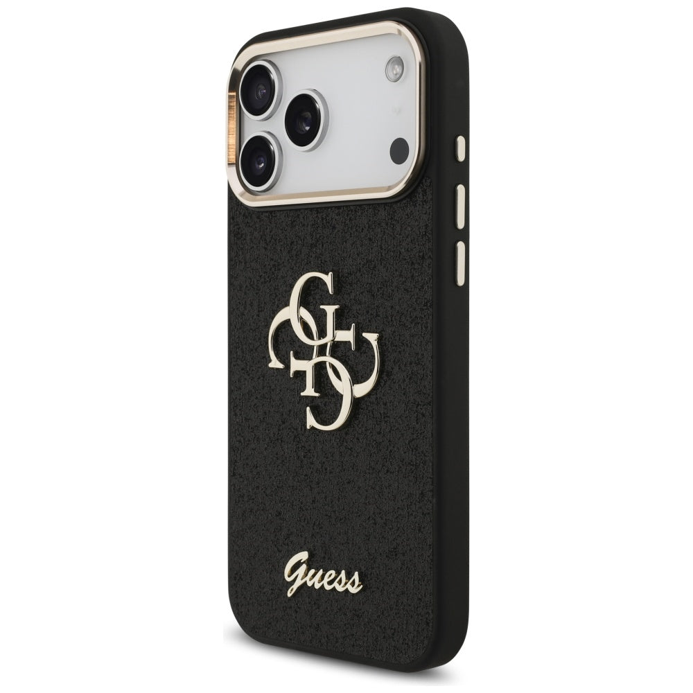 Θήκη για Apple iPhone 17 Pro Max, Guess, Fixed Glitter Big 4G Metal Frame, Μαύρη