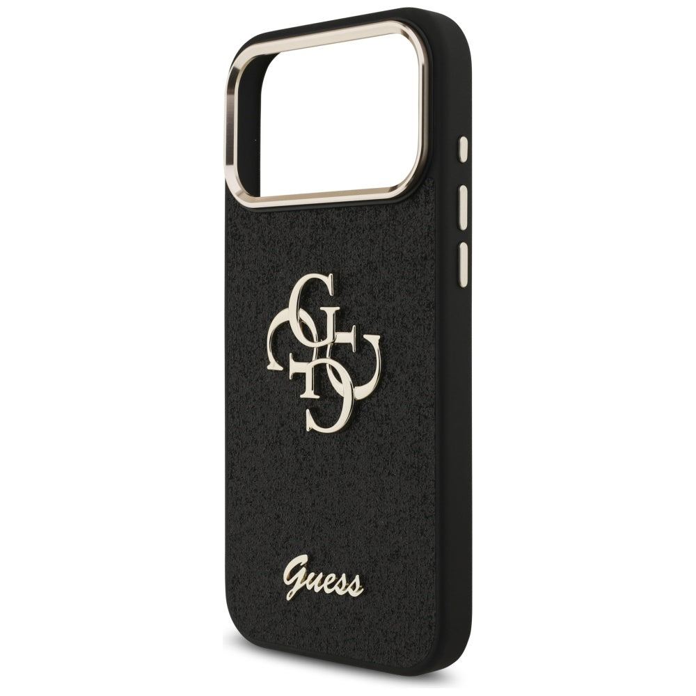 Θήκη για Apple iPhone 17 Pro Max, Guess, Fixed Glitter Big 4G Metal Frame, Μαύρη