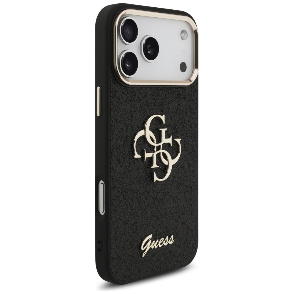 Θήκη για Apple iPhone 17 Pro Max, Guess, Fixed Glitter Big 4G Metal Frame, Μαύρη
