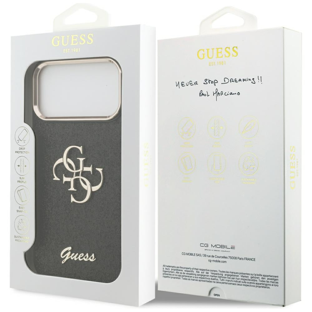 Θήκη για Apple iPhone 17 Pro Max, Guess, Fixed Glitter Big 4G Metal Frame, Μαύρη
