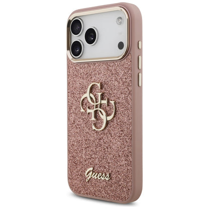 Θήκη για Apple iPhone 17 Pro Max, Guess, Fixed Glitter Big 4G Metal Frame, Ροζ