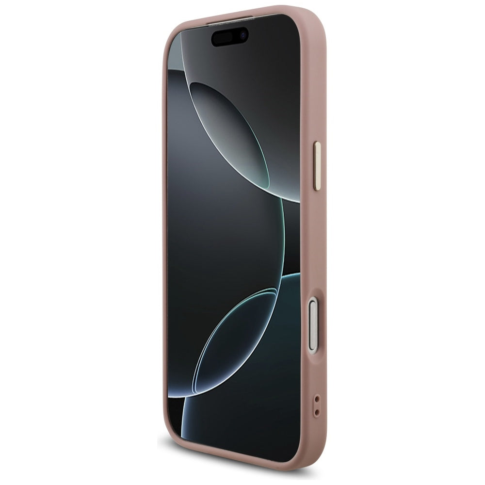 Θήκη για Apple iPhone 17 Pro Max, Guess, Fixed Glitter Big 4G Metal Frame, Ροζ