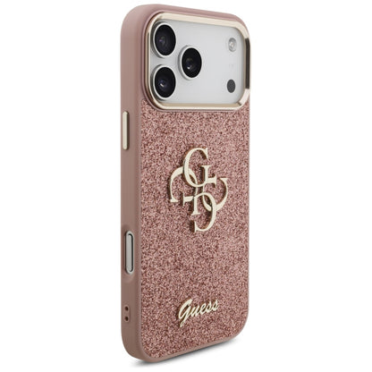 Θήκη για Apple iPhone 17 Pro Max, Guess, Fixed Glitter Big 4G Metal Frame, Ροζ