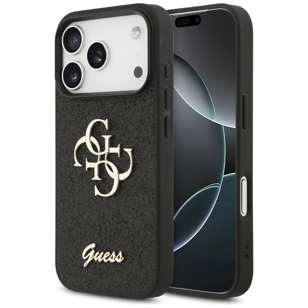 Θήκη για Apple iPhone 17 Pro Max, Guess, Fixed Glitter Big 4G, Μαύρη
