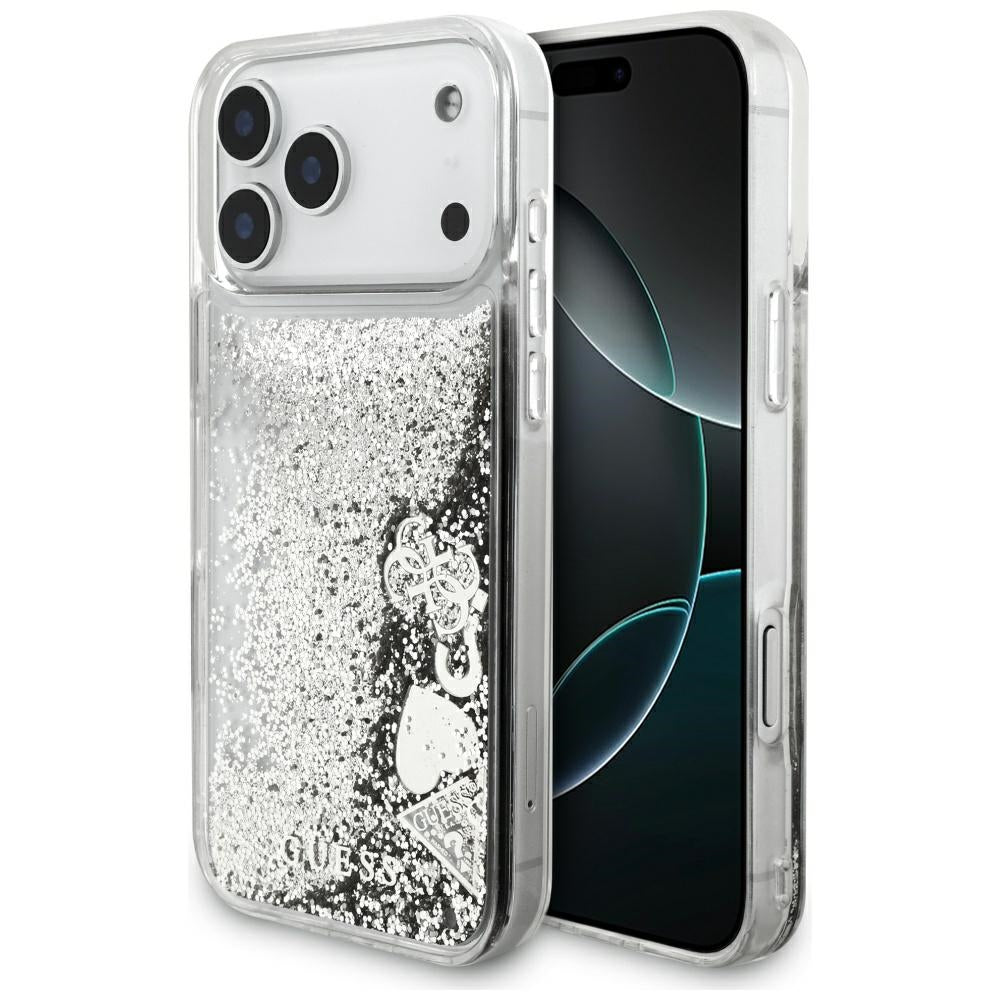 Θήκη για Apple iPhone 17 Pro Max, Guess, Liquid Glitter Charms, Ασημί