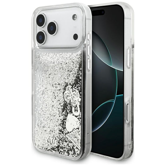 Θήκη για Apple iPhone 17 Pro Max, Guess, Liquid Glitter Charms, Ασημί