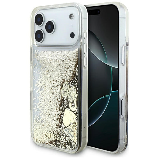 Θήκη για Apple iPhone 17 Pro Max, Guess, Liquid Glitter Charms, Χρυσή