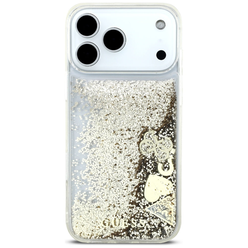 Θήκη για Apple iPhone 17 Pro Max, Guess, Liquid Glitter Charms, Χρυσή