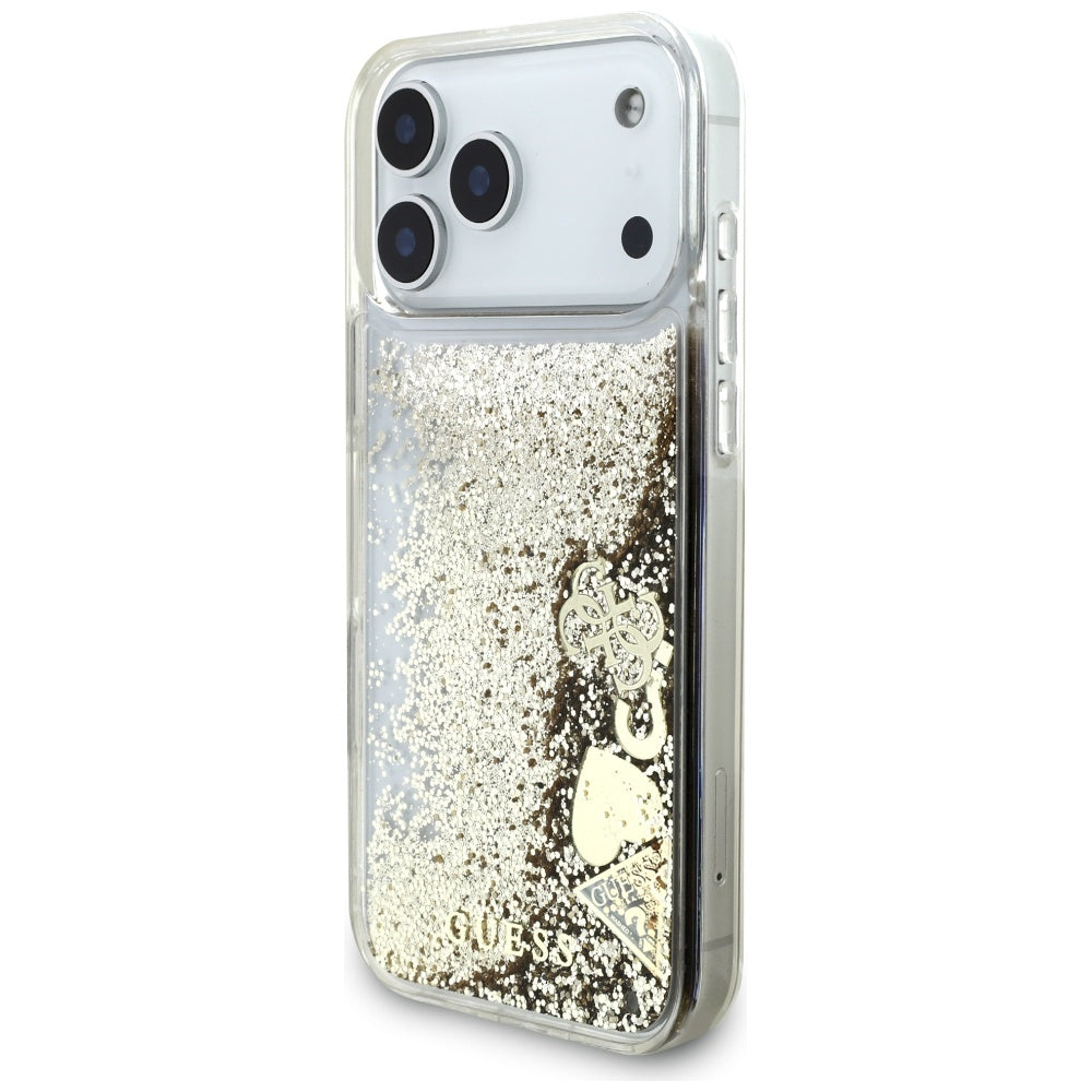 Θήκη για Apple iPhone 17 Pro Max, Guess, Liquid Glitter Charms, Χρυσή