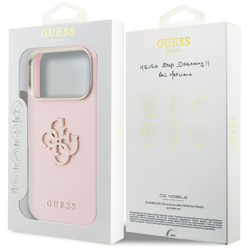 Θήκη για Apple iPhone 17 Pro, Guess, Λογότυπο Ρητίνης, Ροζ