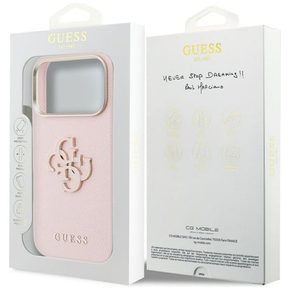 Θήκη για Apple iPhone 17 Pro, Guess, Λογότυπο Ρητίνης, Ροζ