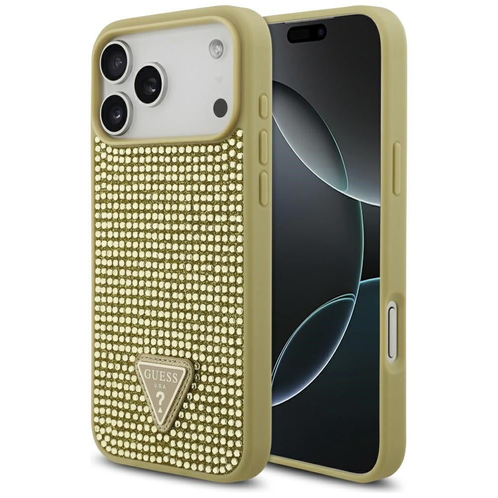 Θήκη για Apple iPhone 17 Pro Max, Guess, Rhinestone Triangle Logo, Χρυσή