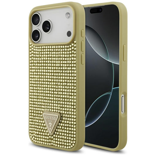 Θήκη για Apple iPhone 17 Pro Max, Guess, Rhinestone Triangle Logo, Χρυσή