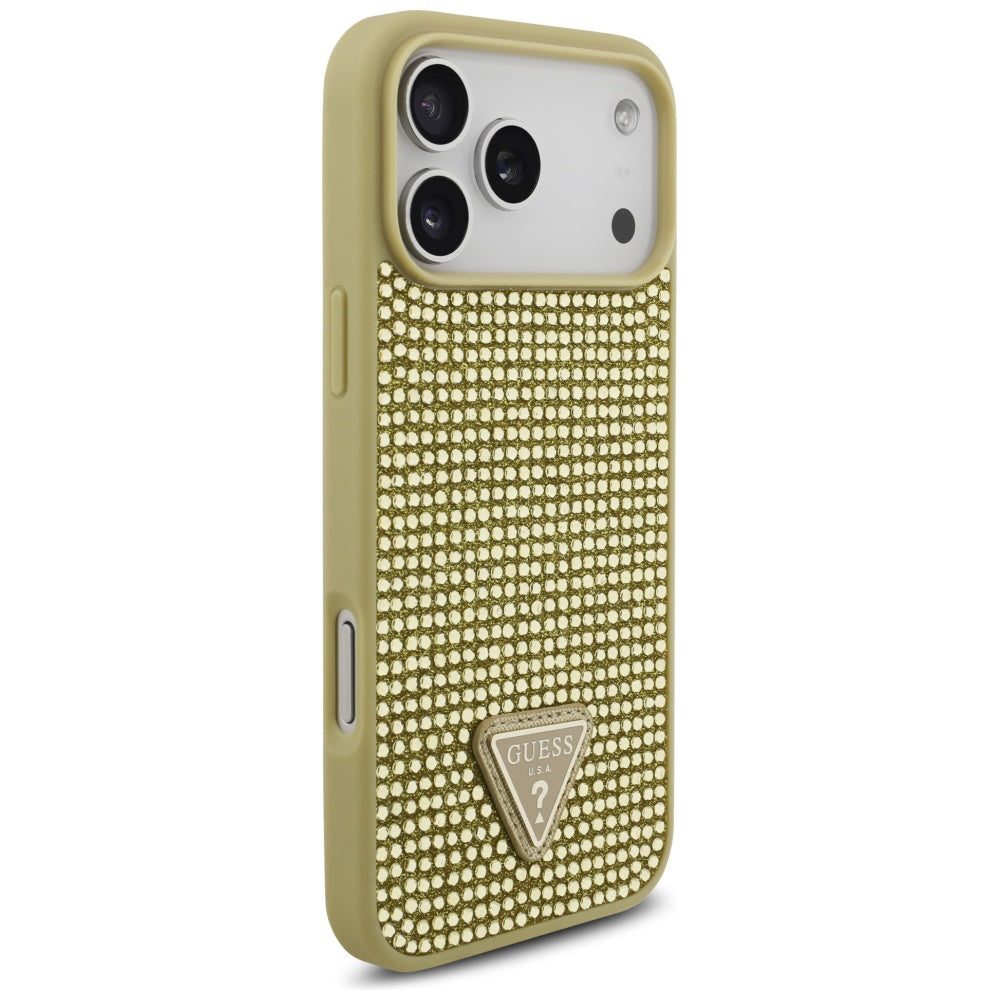 Θήκη για Apple iPhone 17 Pro Max, Guess, Rhinestone Triangle Logo, Χρυσή