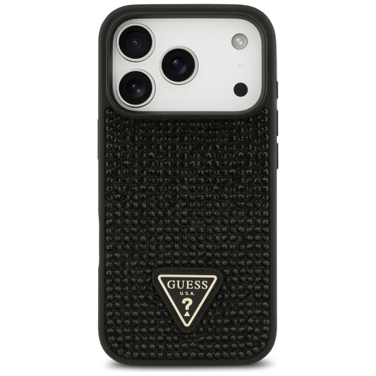 Θήκη για Apple iPhone 17 Pro Max, Guess, Rhinestone Triangle Logo, Μαύρη