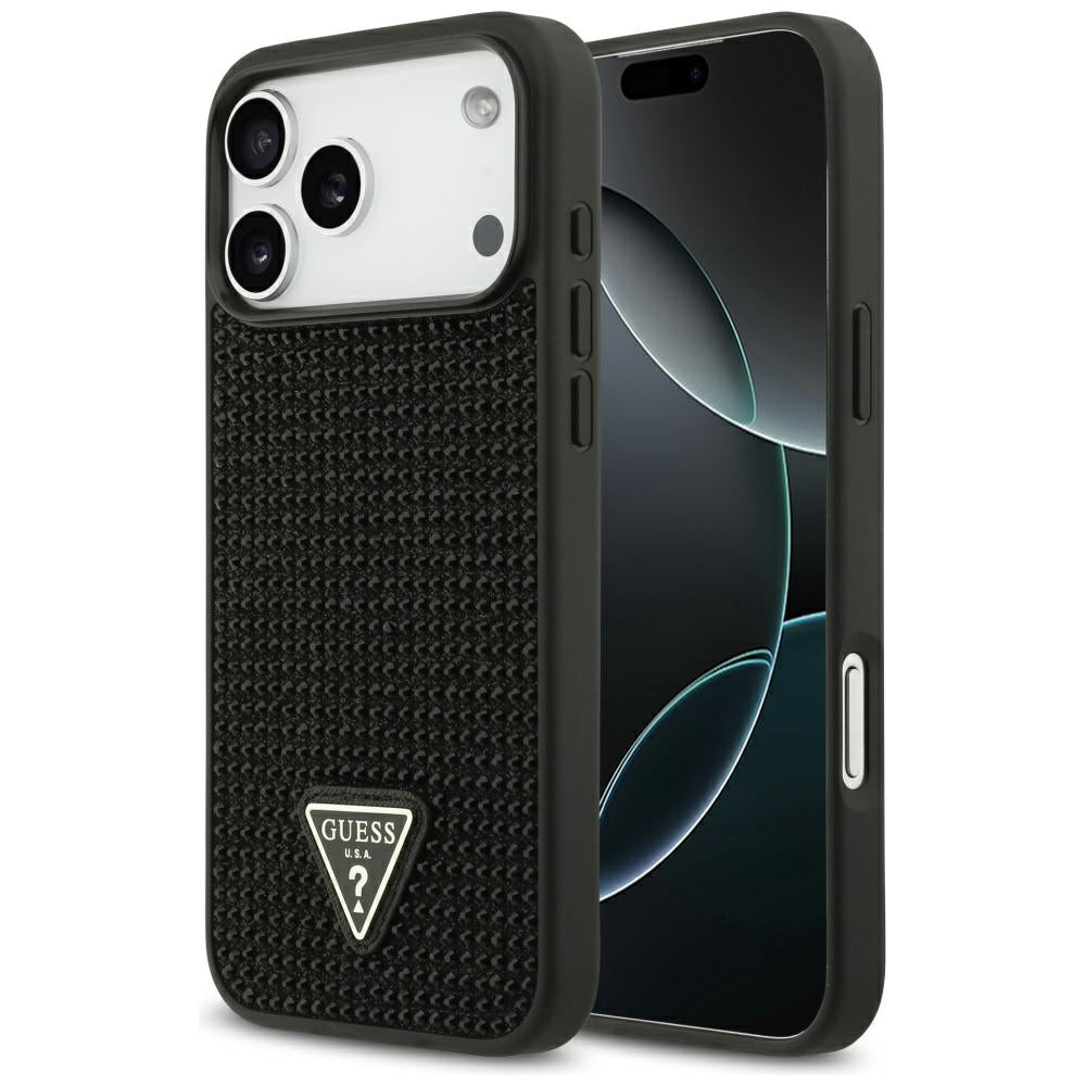 Θήκη για Apple iPhone 17 Pro Max, Guess, Rhinestone Triangle Logo, Μαύρη