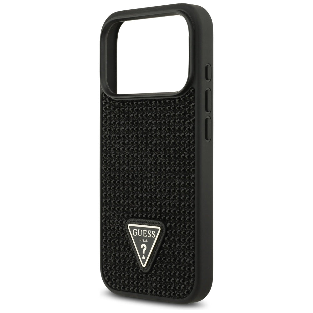 Θήκη για Apple iPhone 17 Pro Max, Guess, Rhinestone Triangle Logo, Μαύρη