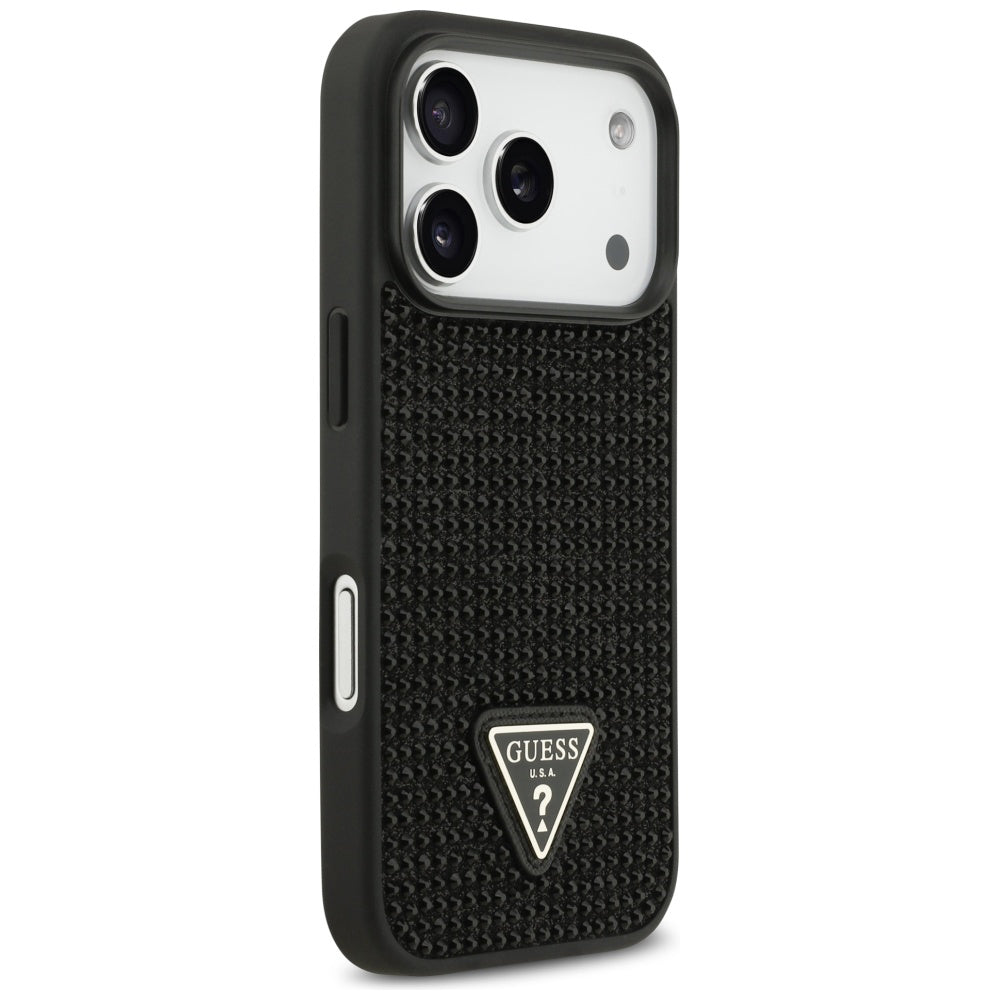 Θήκη για Apple iPhone 17 Pro Max, Guess, Rhinestone Triangle Logo, Μαύρη