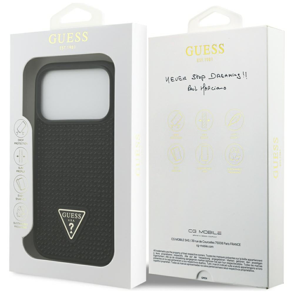 Θήκη για Apple iPhone 17 Pro Max, Guess, Rhinestone Triangle Logo, Μαύρη