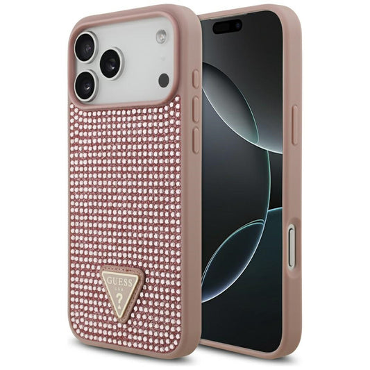 Θήκη για Apple iPhone 17 Pro Max, Guess, Rhinestone Triangle Logo, Ροζ