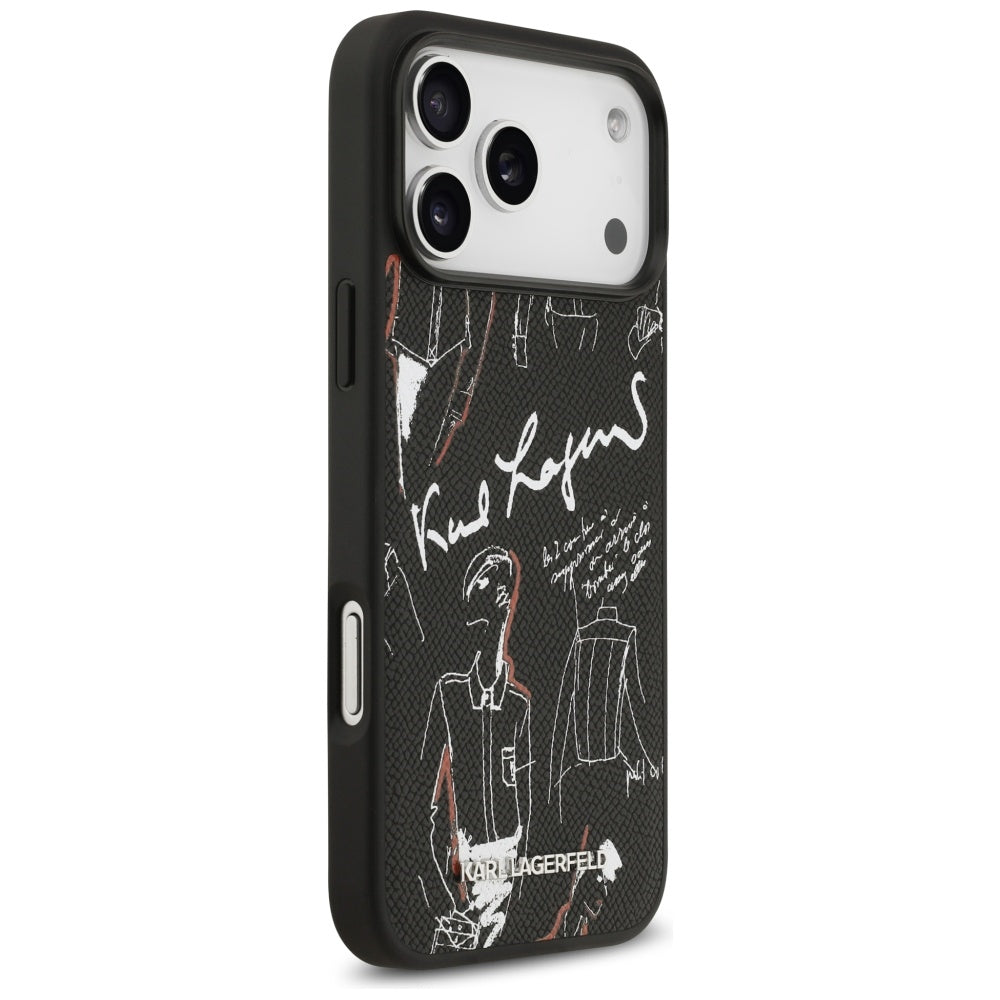 Θήκη για Apple iPhone 17 Pro Max, Karl Lagerfeld, Grained Pattern Logo, Μαύρη