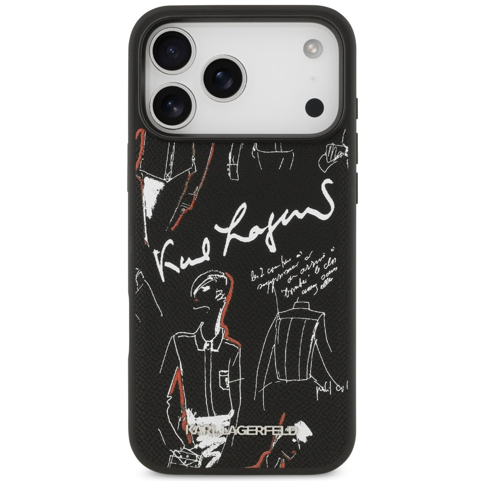 Θήκη για Apple iPhone 17 Pro Max, Karl Lagerfeld, Grained Pattern Logo, Μαύρη