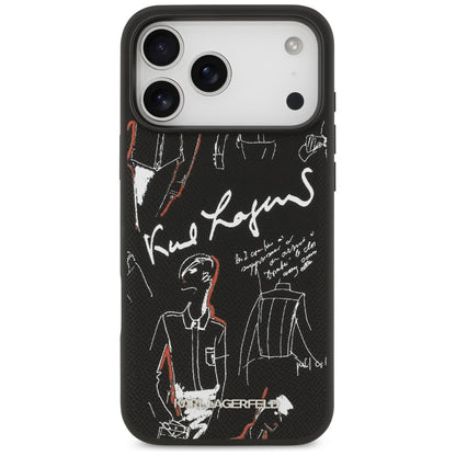 Θήκη για Apple iPhone 17 Pro Max, Karl Lagerfeld, Grained Pattern Logo, Μαύρη