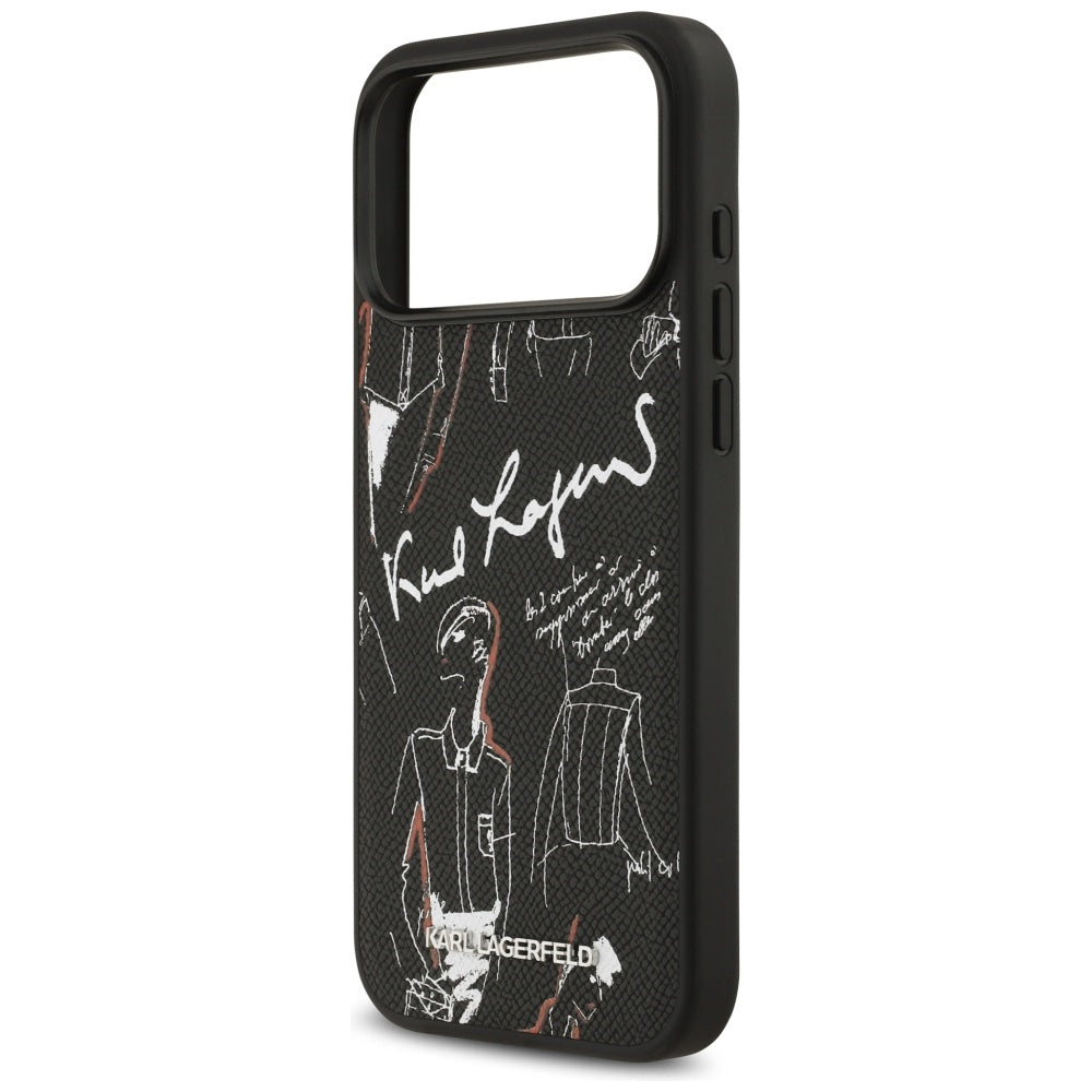 Θήκη για Apple iPhone 17 Pro Max, Karl Lagerfeld, Grained Pattern Logo, Μαύρη