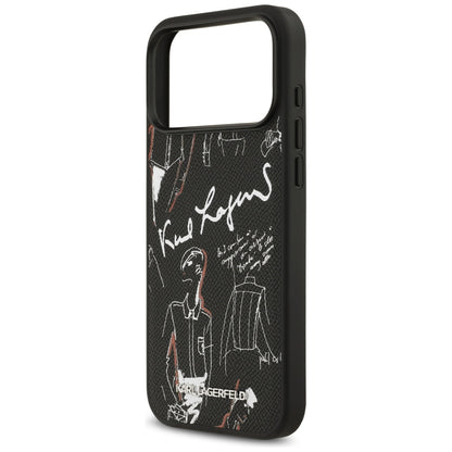 Θήκη για Apple iPhone 17 Pro Max, Karl Lagerfeld, Grained Pattern Logo, Μαύρη