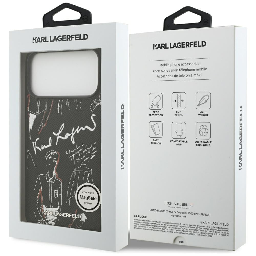 Θήκη για Apple iPhone 17 Pro Max, Karl Lagerfeld, Grained Pattern Logo, Μαύρη