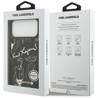 Θήκη για Apple iPhone 17 Pro Max, Karl Lagerfeld, Grained Pattern Logo, Μαύρη