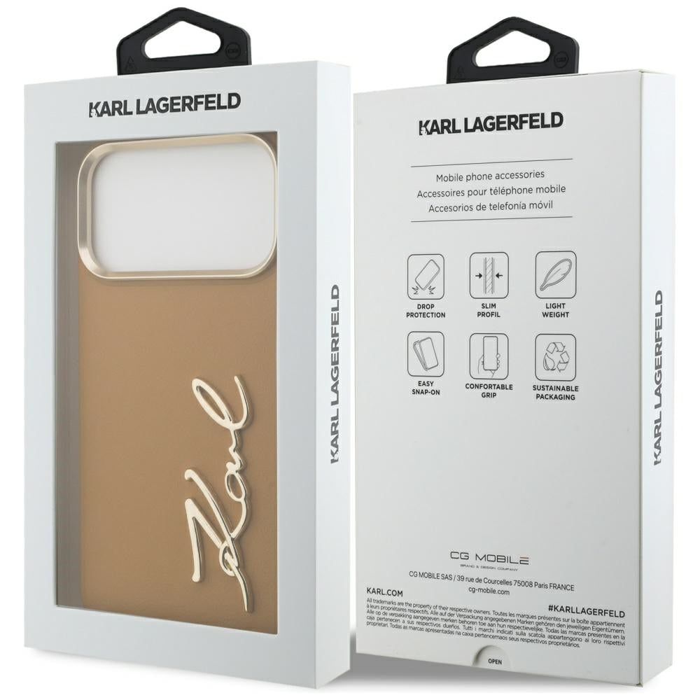Θήκη για Apple iPhone 17 Pro Max, Karl Lagerfeld, Script Logo, Καφέ