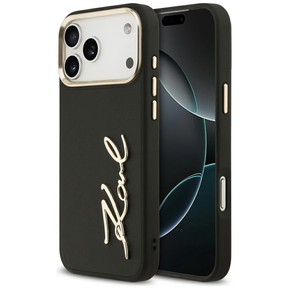 Θήκη για Apple iPhone 17 Pro Max, Karl Lagerfeld, Script Logo, Μαύρη