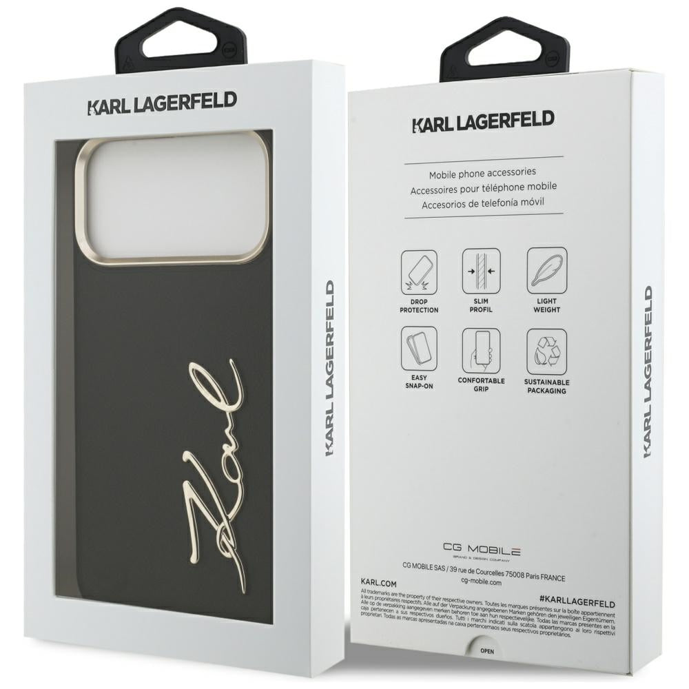 Θήκη για Apple iPhone 17 Pro Max, Karl Lagerfeld, Script Logo, Μαύρη