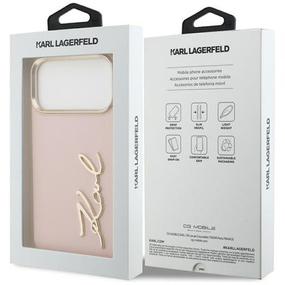 Θήκη για Apple iPhone 17 Pro Max, Karl Lagerfeld, Script Logo, Ροζ