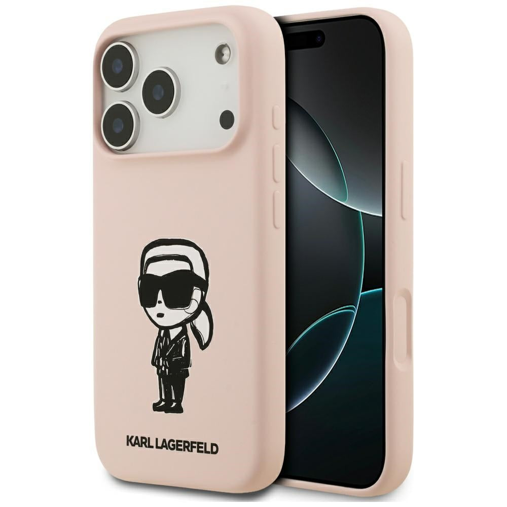 Case for Apple iPhone 17 Pro Max, Karl Lagerfeld, Sketch and Logo Karl, Pink
