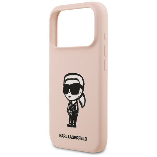 Θήκη για Apple iPhone 17 Pro Max, Karl Lagerfeld, Σκίτσο και Λογότυπο Karl, Ροζ