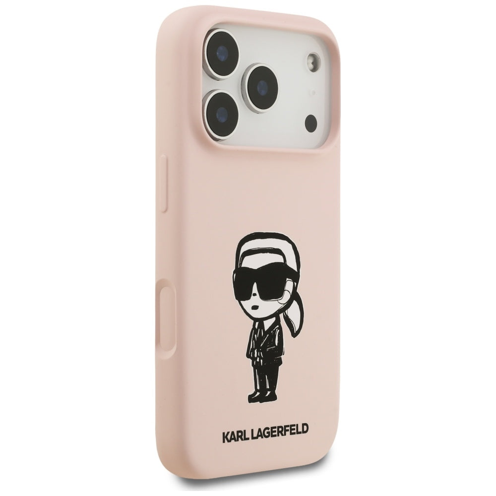 Case for Apple iPhone 17 Pro Max, Karl Lagerfeld, Sketch and Logo Karl, Pink