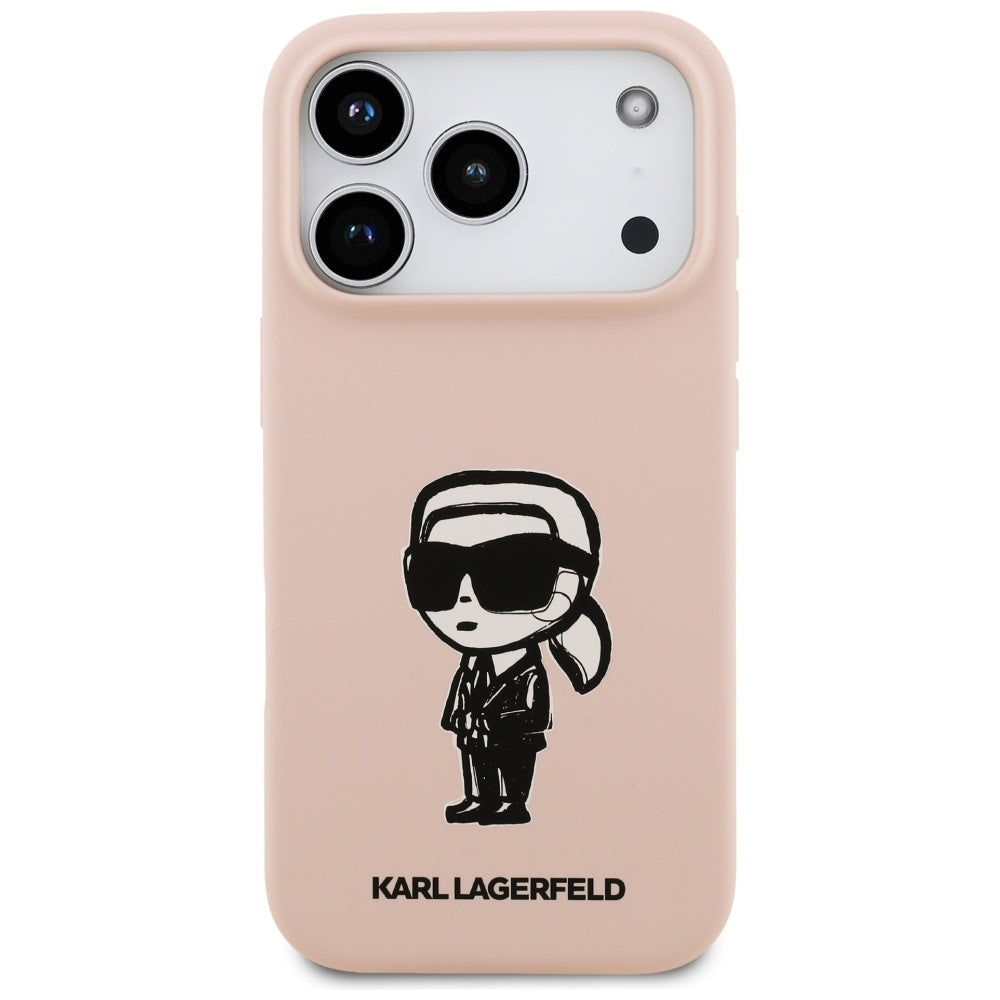 Case for Apple iPhone 17 Pro Max, Karl Lagerfeld, Sketch and Logo Karl, Pink
