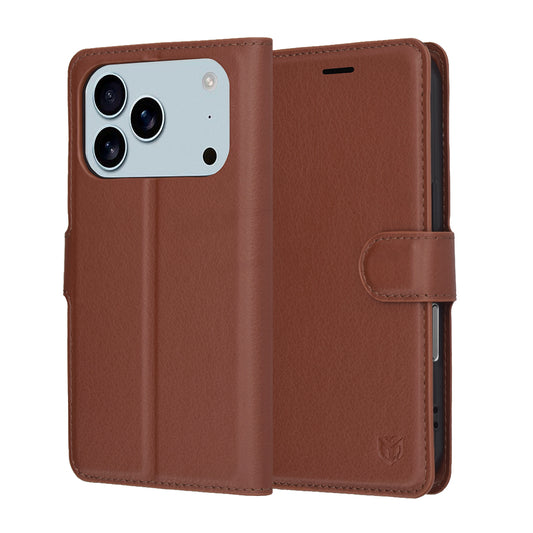 Θήκη για Apple iPhone 17 Pro Max, Techsuit, Leather Folio, Καφέ