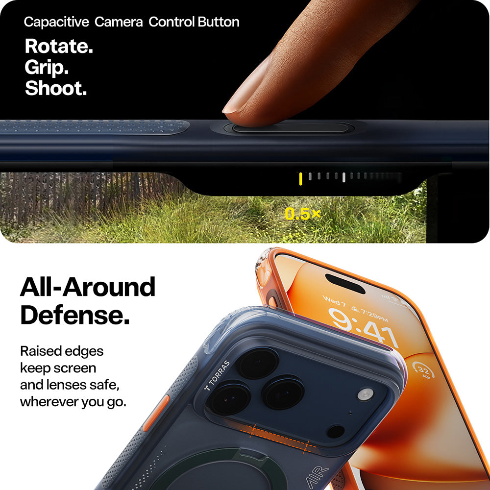 Θήκη για Apple iPhone 17 Pro Max, Torras, Ostand Spin Air, Μπλε