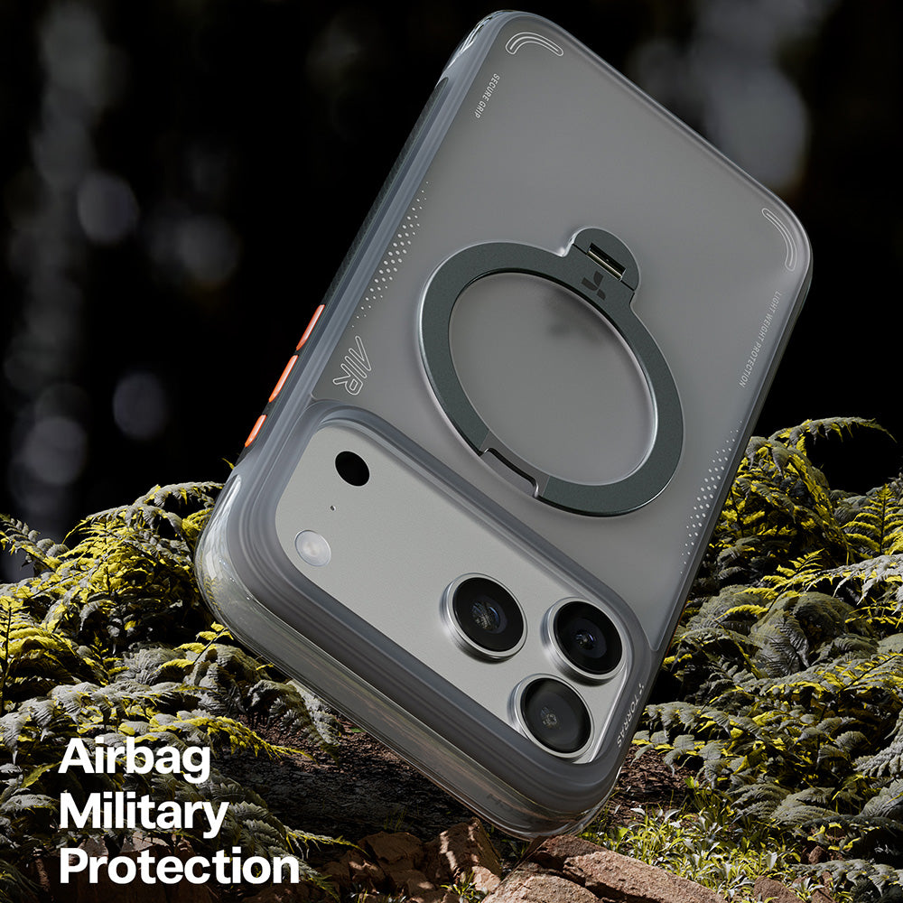 Θήκη για Apple iPhone 17 Pro Max, Torras, Ostand Spin Air, Γκρι