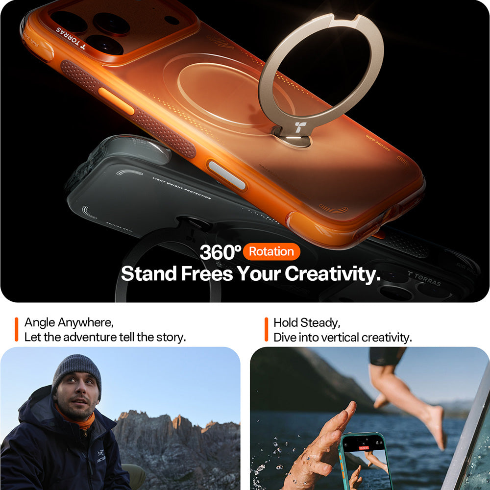 Θήκη για Apple iPhone 17 Pro, Torras, Ostand Spin Air, Γκρι