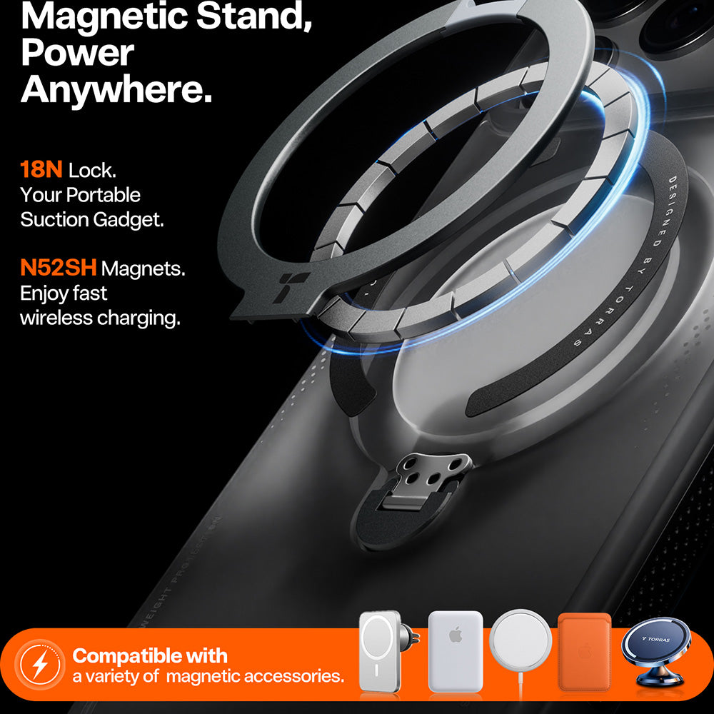 Θήκη για Apple iPhone 17 Pro, Torras, Ostand Spin Air, Γκρι