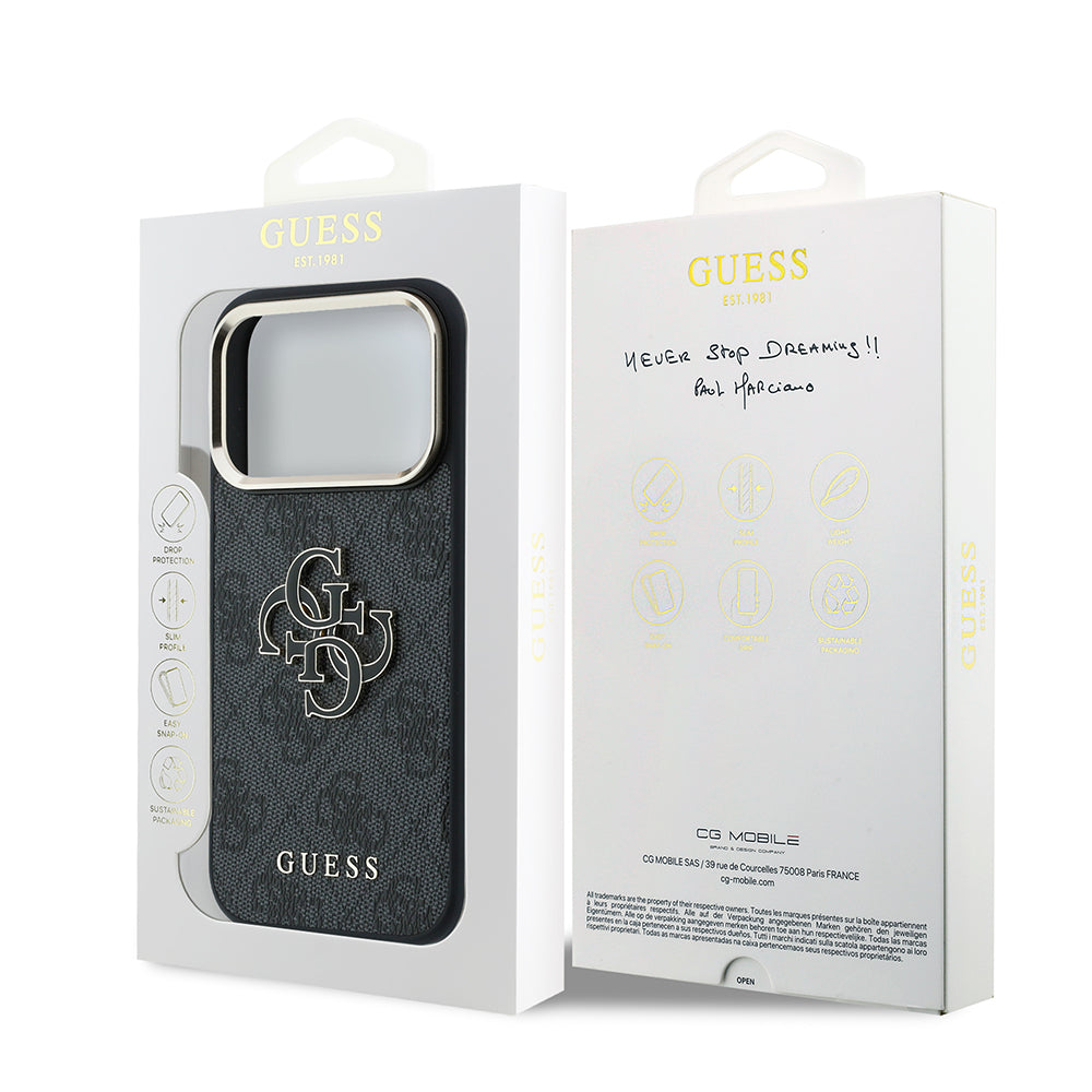 Case for Apple iPhone 18 Pro / 17 Pro, Guess, 4G Big Resin Logo, Black